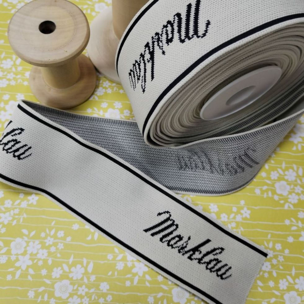 Тесьма  Лампас Marklau  53 мм трикотажный жаккард  молочный/ черный (GJ-53.Marklau)