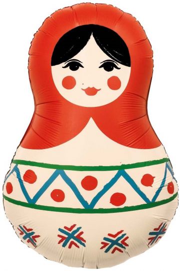 Матрешка русский узор яркий шар фольгированный фигурный с гелием