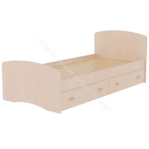 Кровать-6 одинарная (800/900*2000) с 2-мя ящиками Млечный дуб