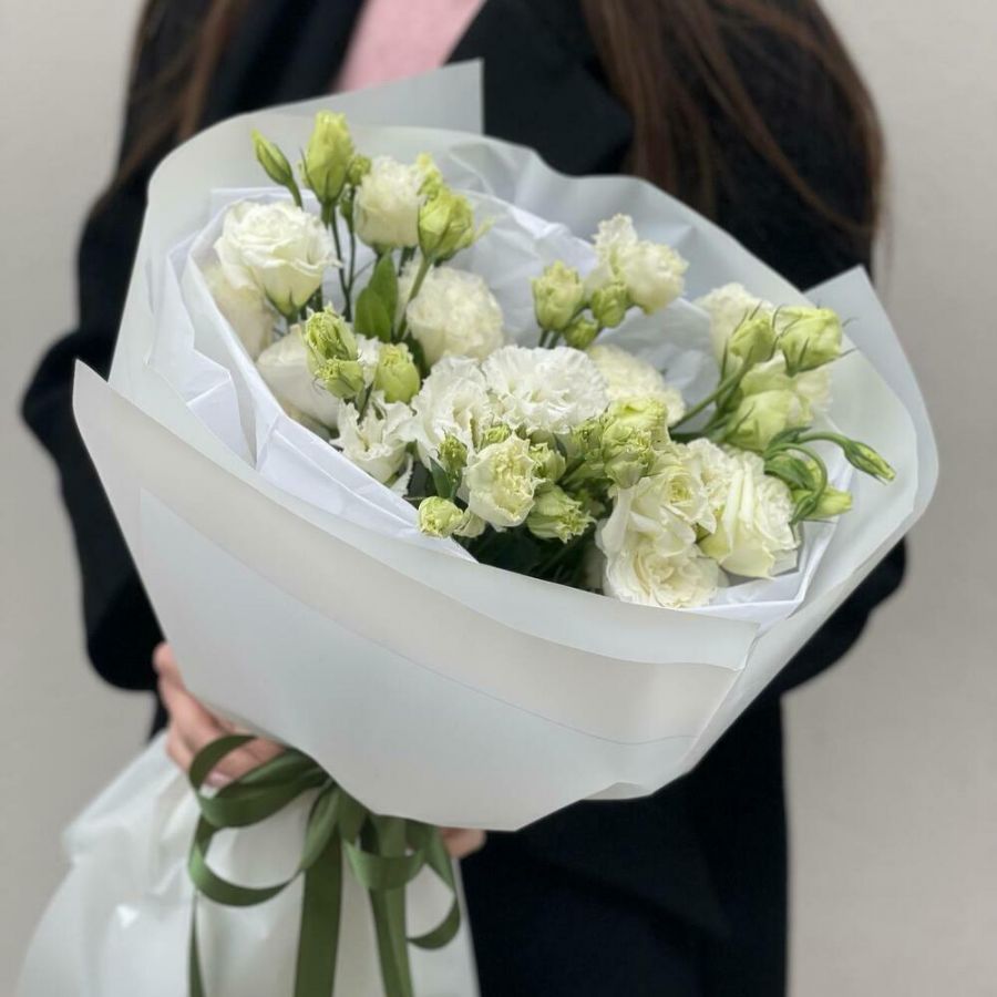 Монобукет из белой Эустомы