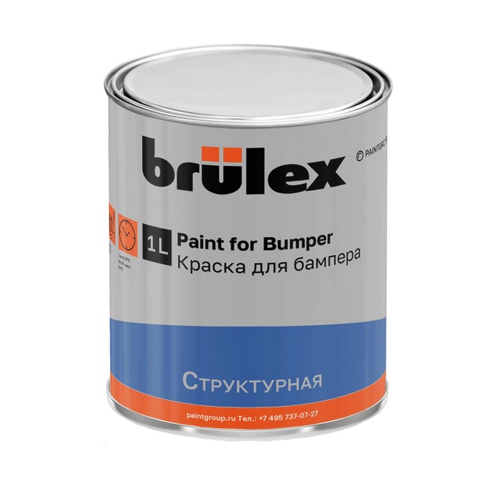 Brulex Краска для бампера, структурная, темно-серая, объем 1л.