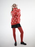 Свитер с лошадками красный