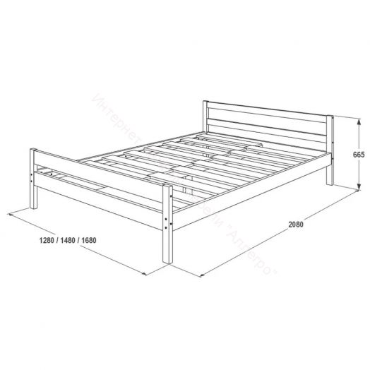 Кровать -13 двойная из массива 1200*2000 (Фант)