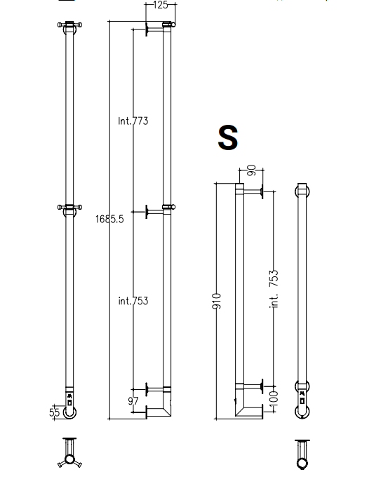 Электрический полотенцесушитель Margaroli 616 900мм BOX с крючками ФОТО