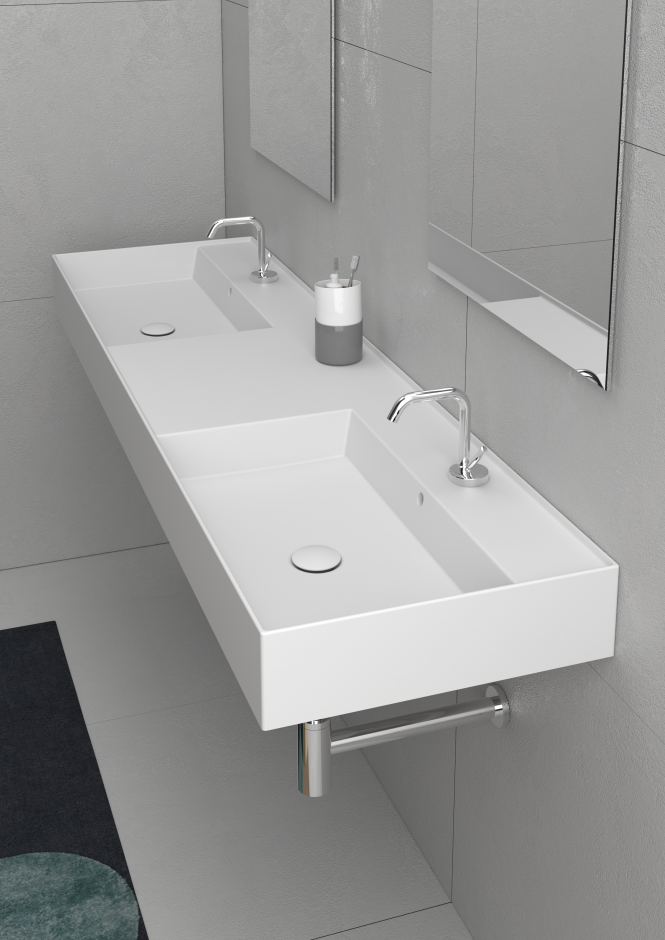 Раковина двойная Olympia Drop DRP4314DB1 накладная/подвесная 140x46x15 см ФОТО