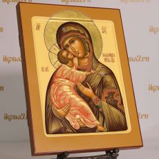 Владимирская рукописная икона образ  Божией Матери 30х40 см (нимб - сусальное золото)