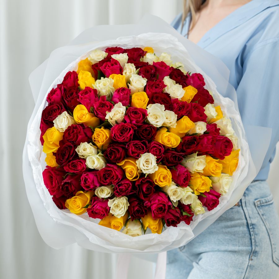 101 роза микс (сорт Кения)