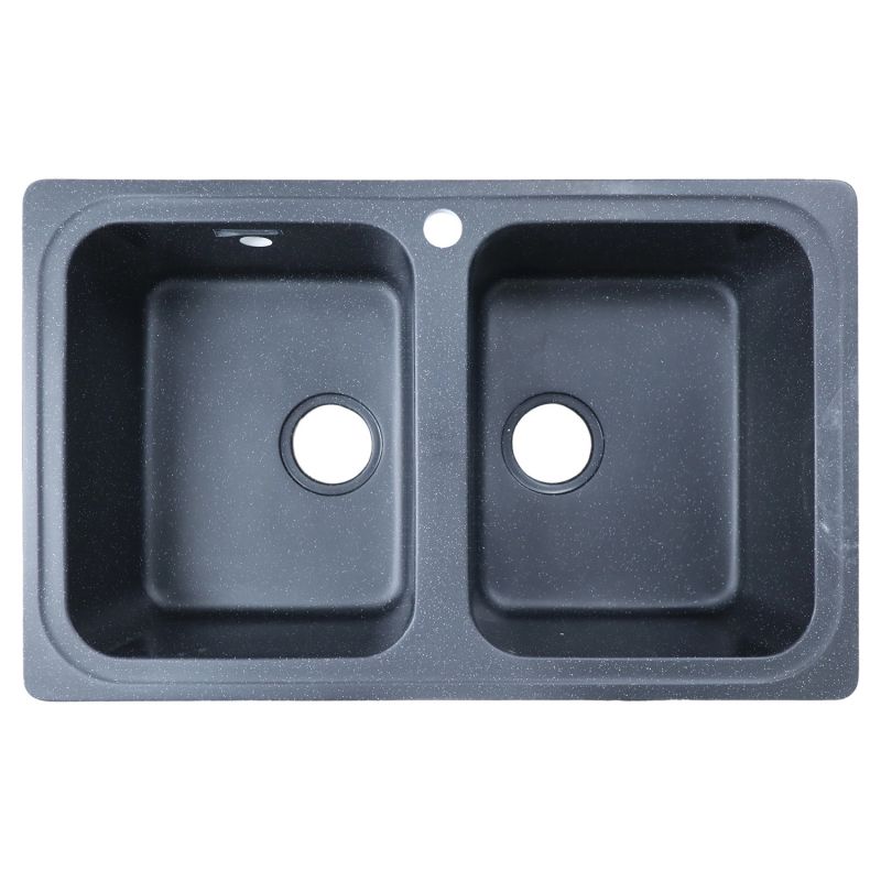 Кухонная мойка AZARIO Alba 780x490x190 двойная, искусственный мрамор, черный CS00105217