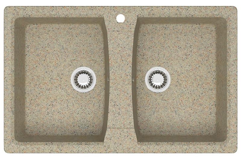 Кухонная мойка AZARIO Elmas 780х500х190 двойная, искусственный мрамор, песочный CS00078334