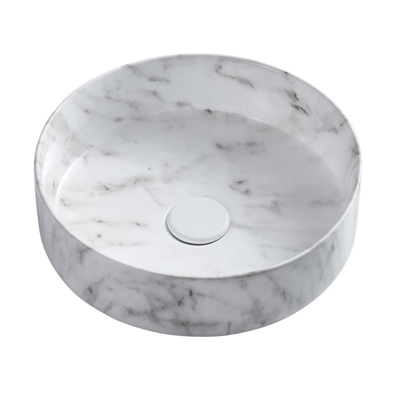Раковина-чаша Azario 355х355х120 накладная, круглая, светлый мраморный AZ-3134-M820