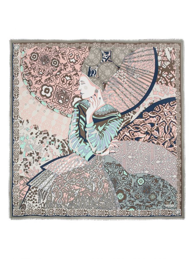 Платок женский шелк+шерсть+мод 120х120 E16-8371-05 ELEGANZZA