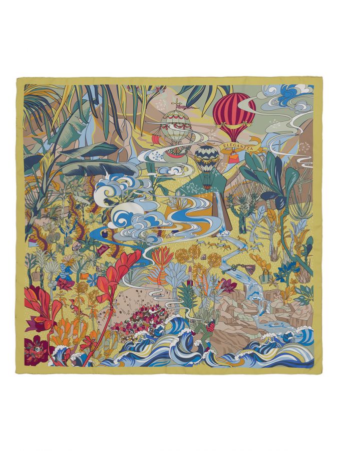 Платок женский шелк 90х90 E04-8456-17 ELEGANZZA