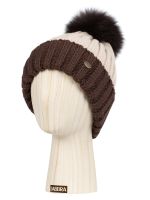 Шапка женская шерсть+акр LB-I66001 d.brown/beige LABBRA