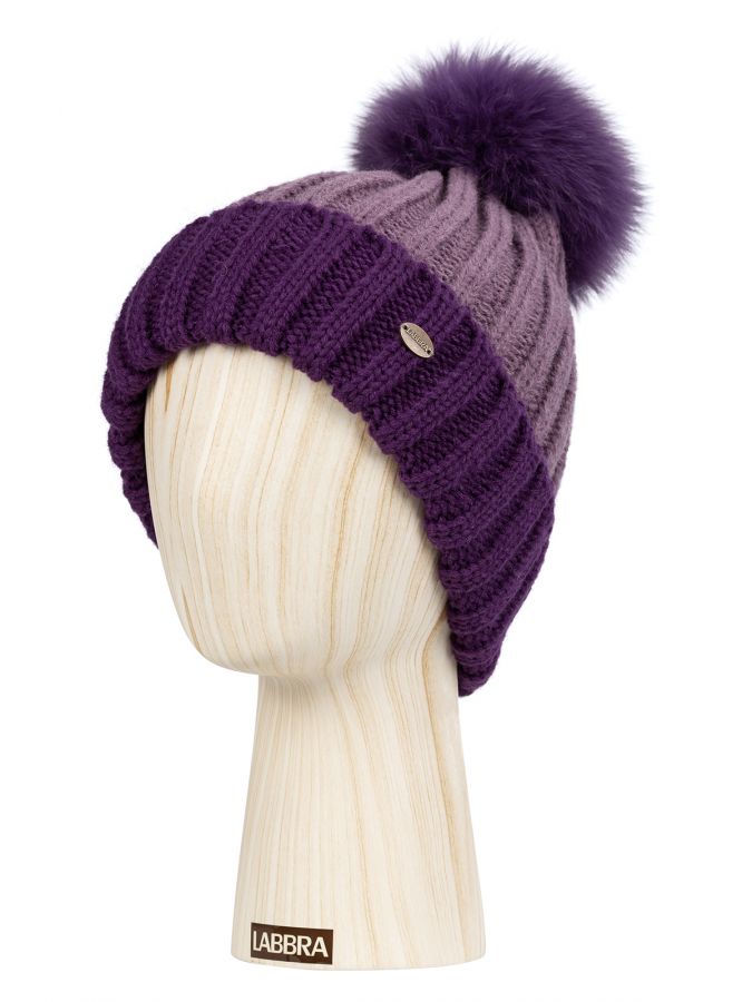 Шапка женская шерсть+акр LB-I66001 purple/violet LABBRA