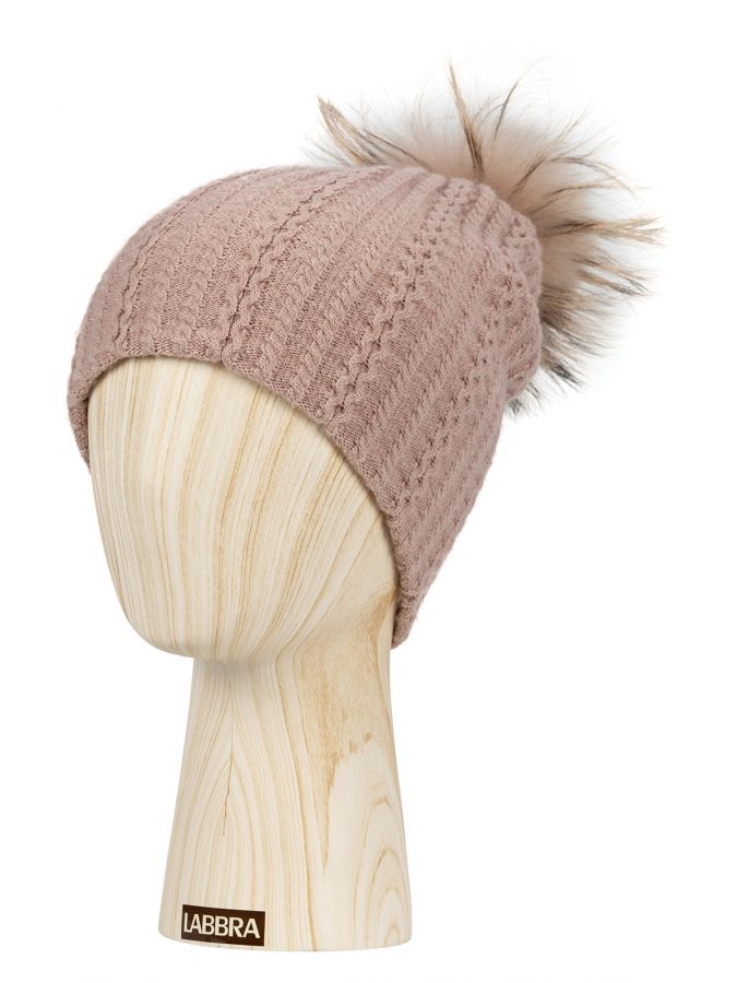Шапка женская шерсть+анг+виск LB-D77017 dirty pink LABBRA