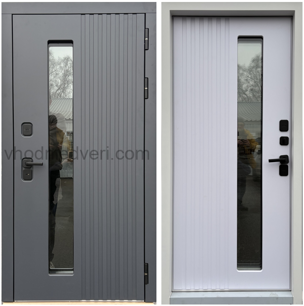 Дверь входная с терморазрывом Север-2 окно эмаль 7024