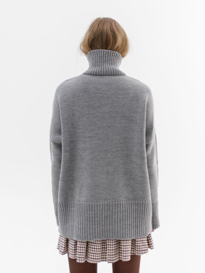 Свитер из мериноса серый