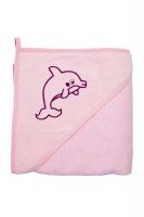 Махровое полотенце - уголок Дельфин разм 90х90 см [розовый]