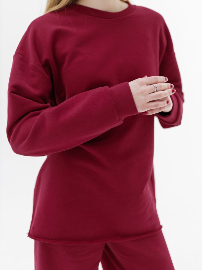 Кофта с длинным рукавом брусника