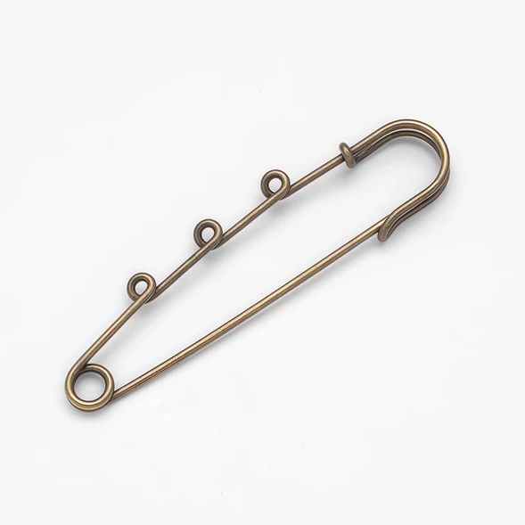 Основа для броши: Булавка декоративная с петлями для повесок, цвет бронза (REX.SP.BR）