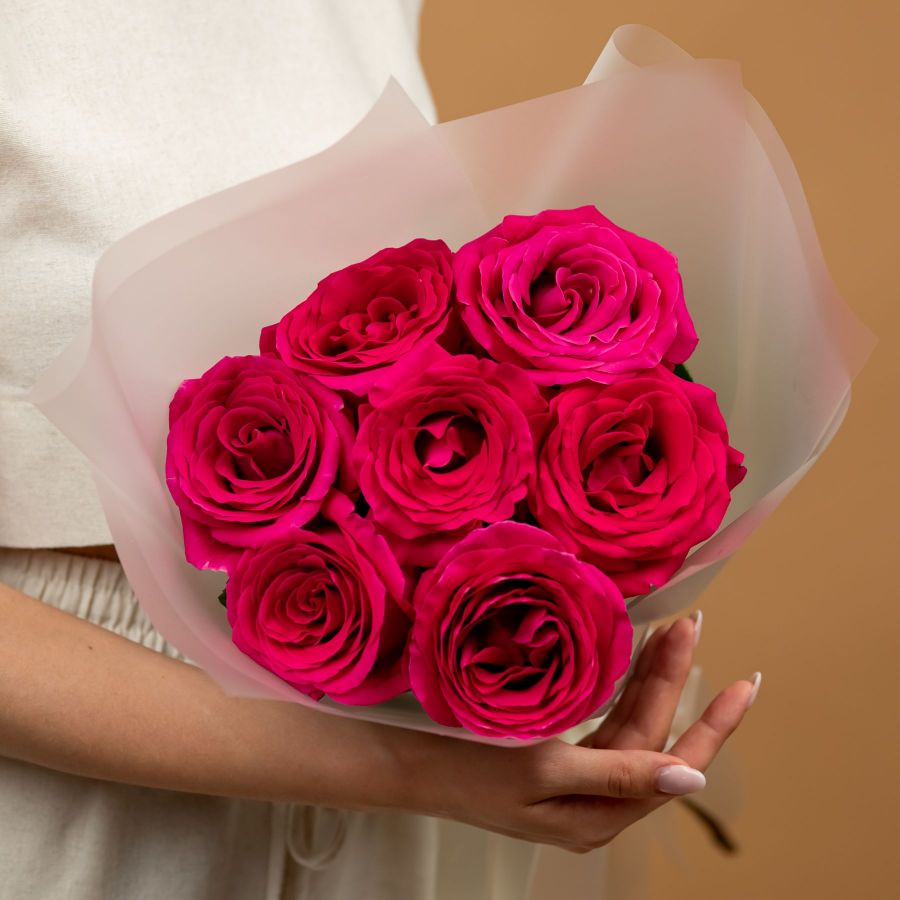 Розовая роза от 7 шт (60см)