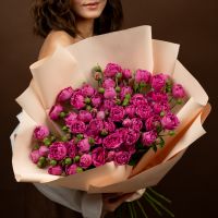 Кустовая роза 15 шт фиолетовая