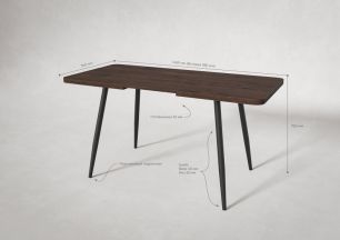 Стол раздв. КОРСИКА 32 КРАФТ В1 (1070/1450*700*740мм), ЛДСП Дуб шоколад, металл черный