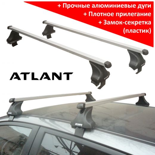 Багажник на крышу Citroen C4 sedan / hatchback c 2011 г., Атлант, прямоугольные дуги, опора Е