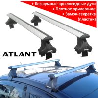 Багажник на крышу Kia Rio (c 2011г, sedan / hatchback), Атлант, крыловидные дуги