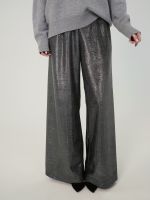 Брюки блестящие серые