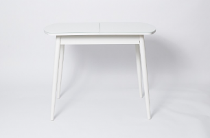 Стол Винер раздвижной со стеклом Mini R (ш940/1260 мм*г450*в750мм) "Белыйбелый"