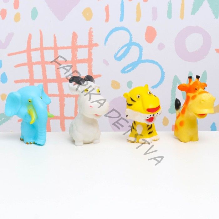 Игрушка-пищалка для купания в ванне «Животные» 4 шт., резиновые, 10 см