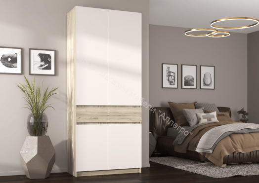 Шкаф 2-х створчатый ШК-001 "Бостон" Дуб крафт серый/Кашемир