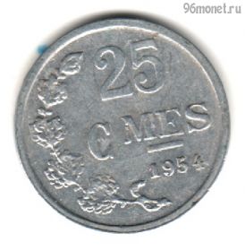 Люксембург 25 сантимов 1954