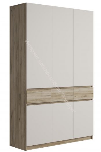 Шкаф 3-х створчатый ШК-002 "Бостон" Дуб крафт серый/Кашемир