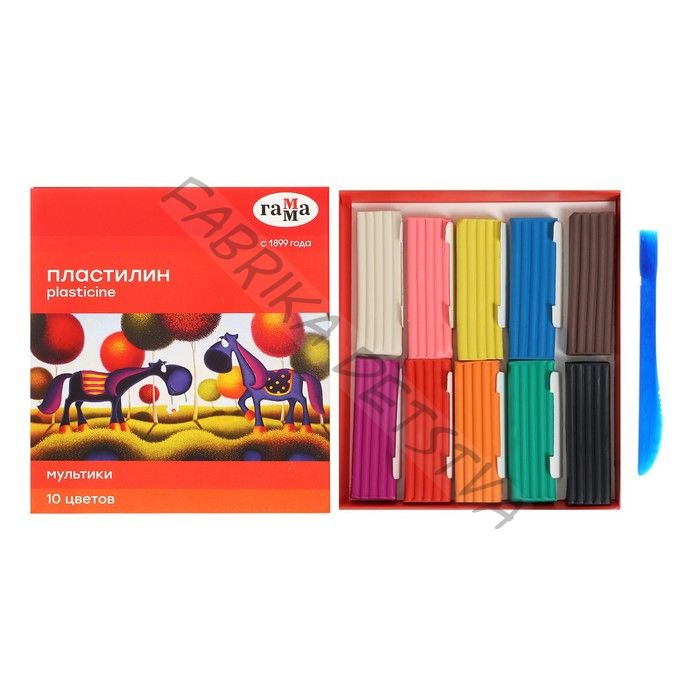 Пластилин «Гамма. Мультики», 10 цветов, 200 г, со стеком, картонная упаковка