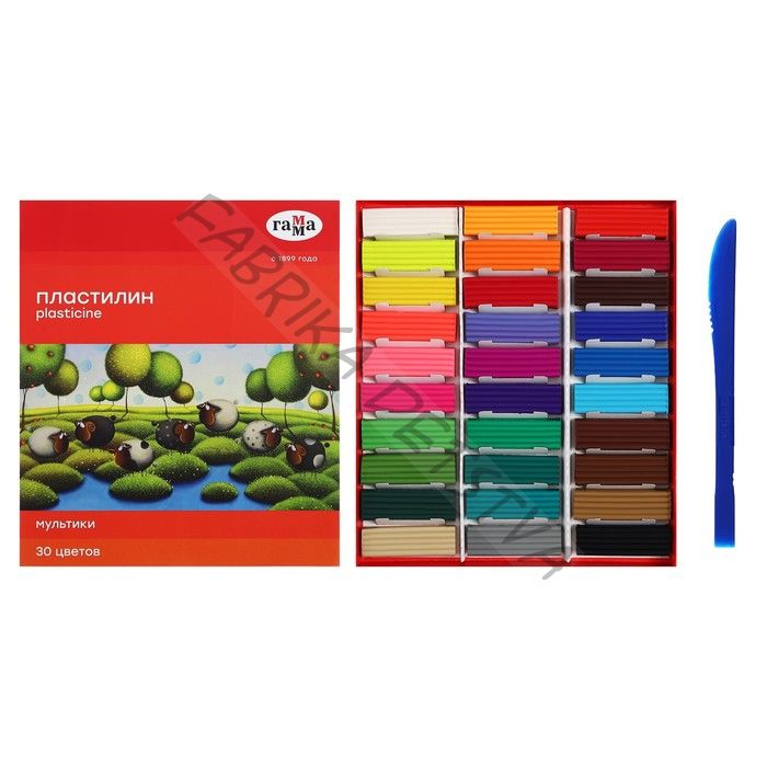 Пластилин «Гамма. Мультики», 30 цветов, 600 г, со стеком, картонная упаковка
