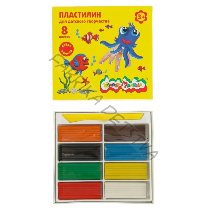 Пластилин «Каляка-Маляка», 8 цветов, 120 г, со стеком