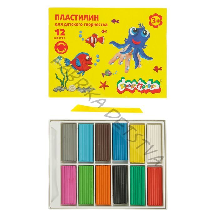 Пластилин «Каляка-Маляка», 12 цветов, 180 г, со стеком