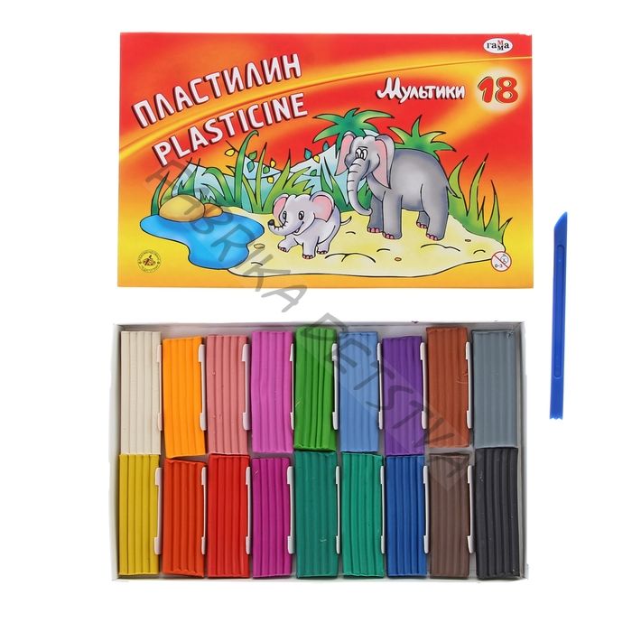 Пластилин «Гамма. Мультики», 18 цветов, 360 г, со стеком