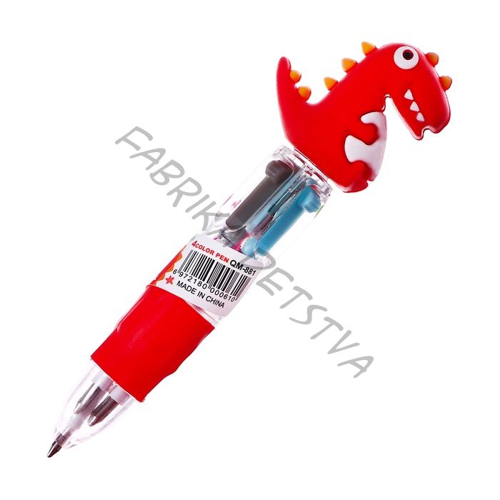 Многоцветная шариковая ручка Calligrata «Дракон» автоматическая, 4-х цветная, МИНИ, красная