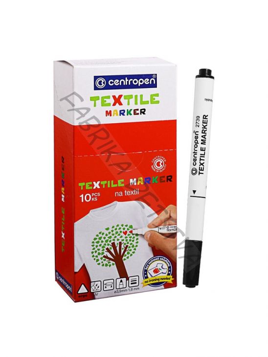 Маркер для ткани Centropen 2739, узел 3.9 мм, линия 1.8 мм, чёрный