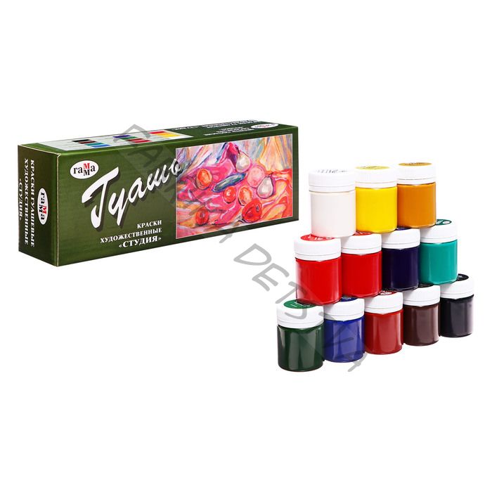 Гуашь художественная «Гамма. СТУДИЯ», набор 12 цветов x 40 мл