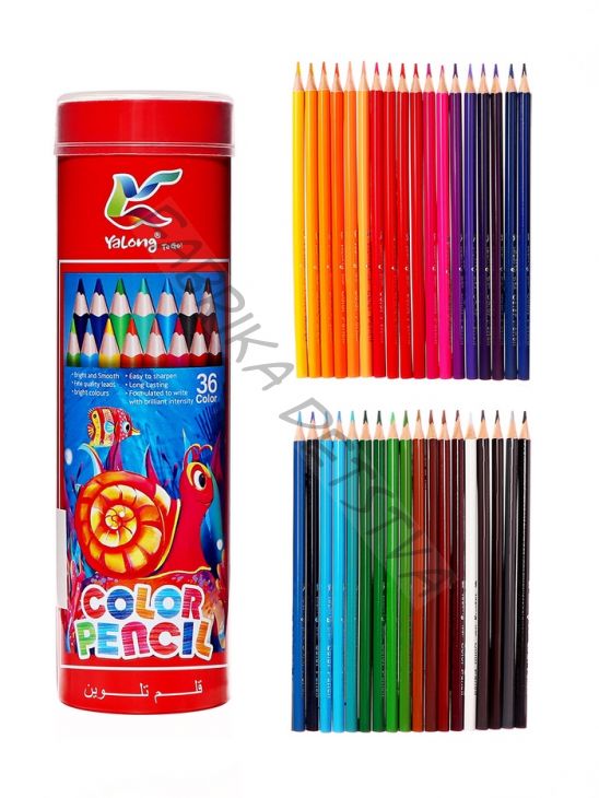 Карандаши 36 цветов, трехгранные, деревянные «Морские обитатели», в металлическом тубусе