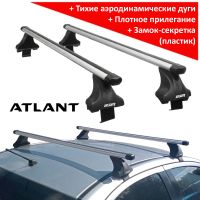 Багажник на крышу Renault Fluence, Атлант, аэродинамические дуги Эконом, опора Е