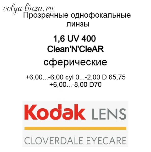 KODAK 1.6 CleanNCleAR UV 400