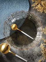 Тарелка стекло, 20 см, отвод золотом, круглая, Графит, Y6-10085/B150014