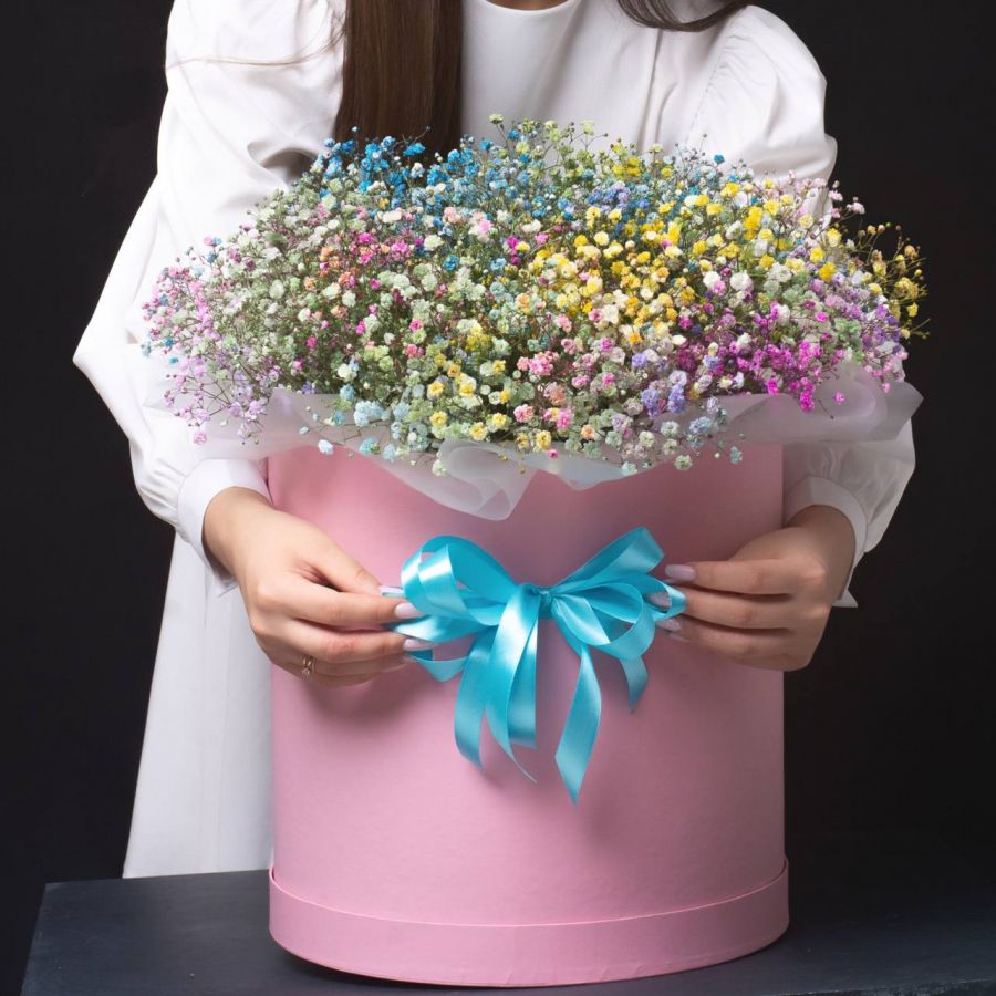 Радужная гипсофила в коробке