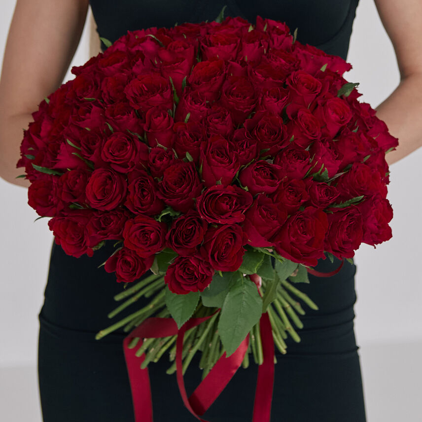 101 красная роза (Импорт) под ленту