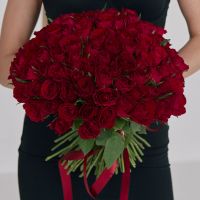 101 красная роза (Импорт) под ленту